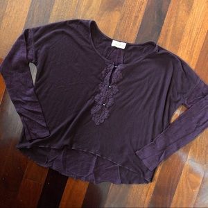 A&F Maroon Lace Long Sleeve Top